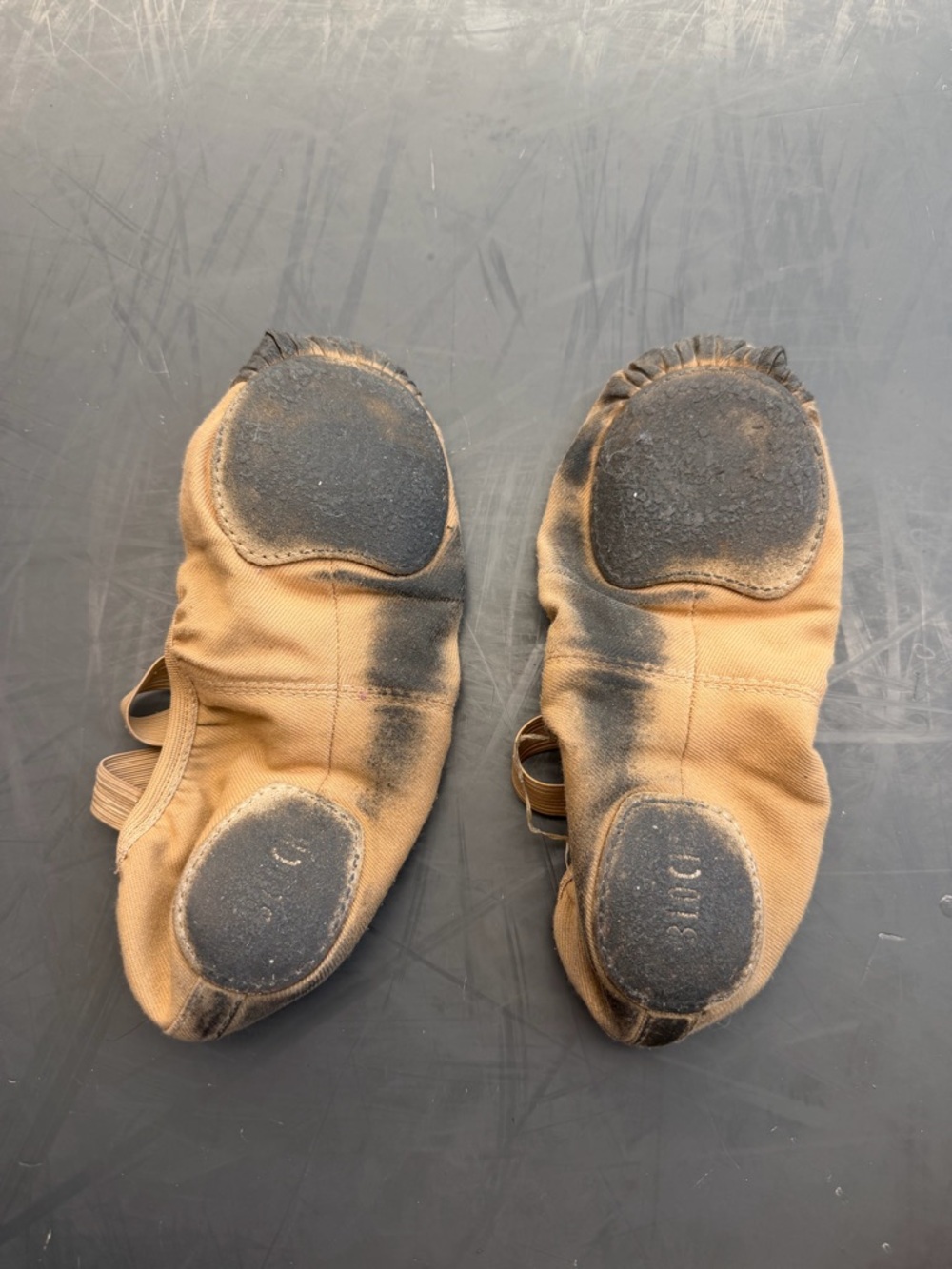 Well worn Split-Sole Dance Shoes in Tan